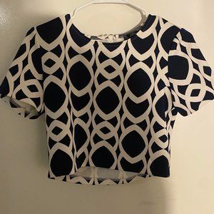 Navy & white patterned crop top